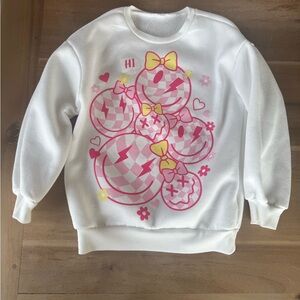 Kids White Sweatshirt with Pink Graphic